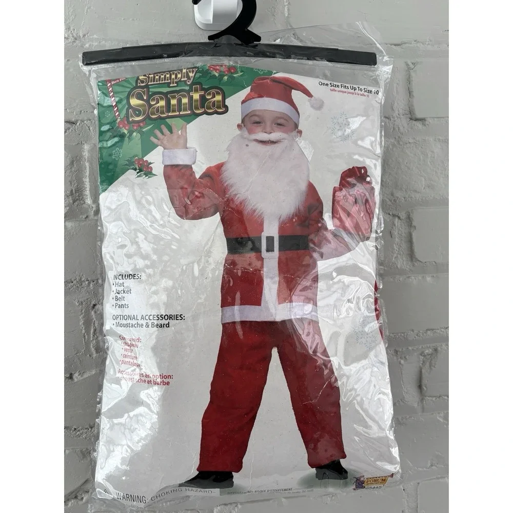 CHILDRENS UNISEX SANTA CLAUSE CHRISTMAS HOLIDAY COSTUME Up To size 10